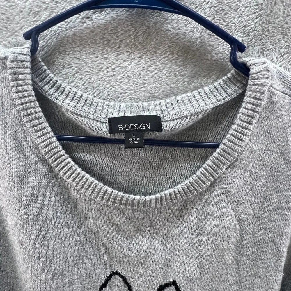 Gray French L Bulldog‎ Graphic Studded Pullover Sweater Punk Pet Frenchie Preppy